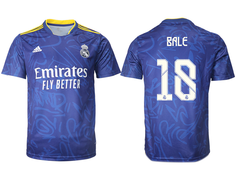 Men 2021-2022 Club Real Madrid away aaa version blue #18 Soccer Jersey->real madrid jersey->Soccer Club Jersey